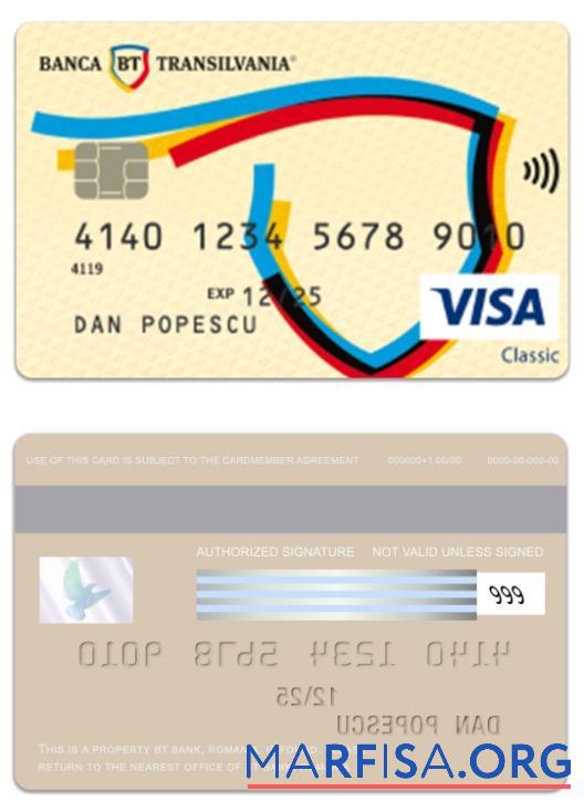 Blank Romania BT Bank visa classic card download for verification